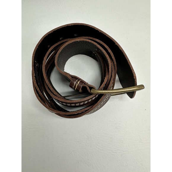Weekend Max Mara Italy Womens Small Oversized Leather Waist BELT Braided Brass main image 5